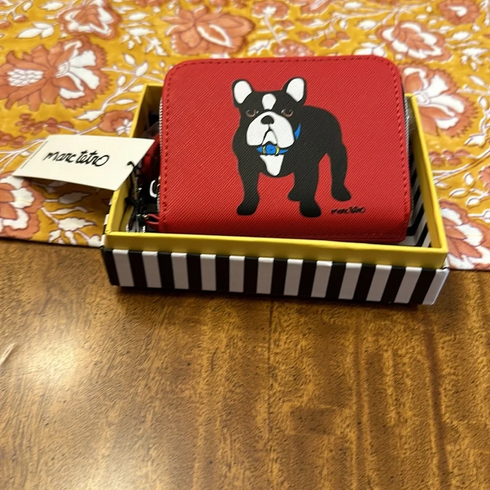 Marc Tetro French Bulldog Zipper Small Wallet Wristlet with Gift Box